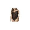 Body, grande taille, noir en dentelle et résille noire 